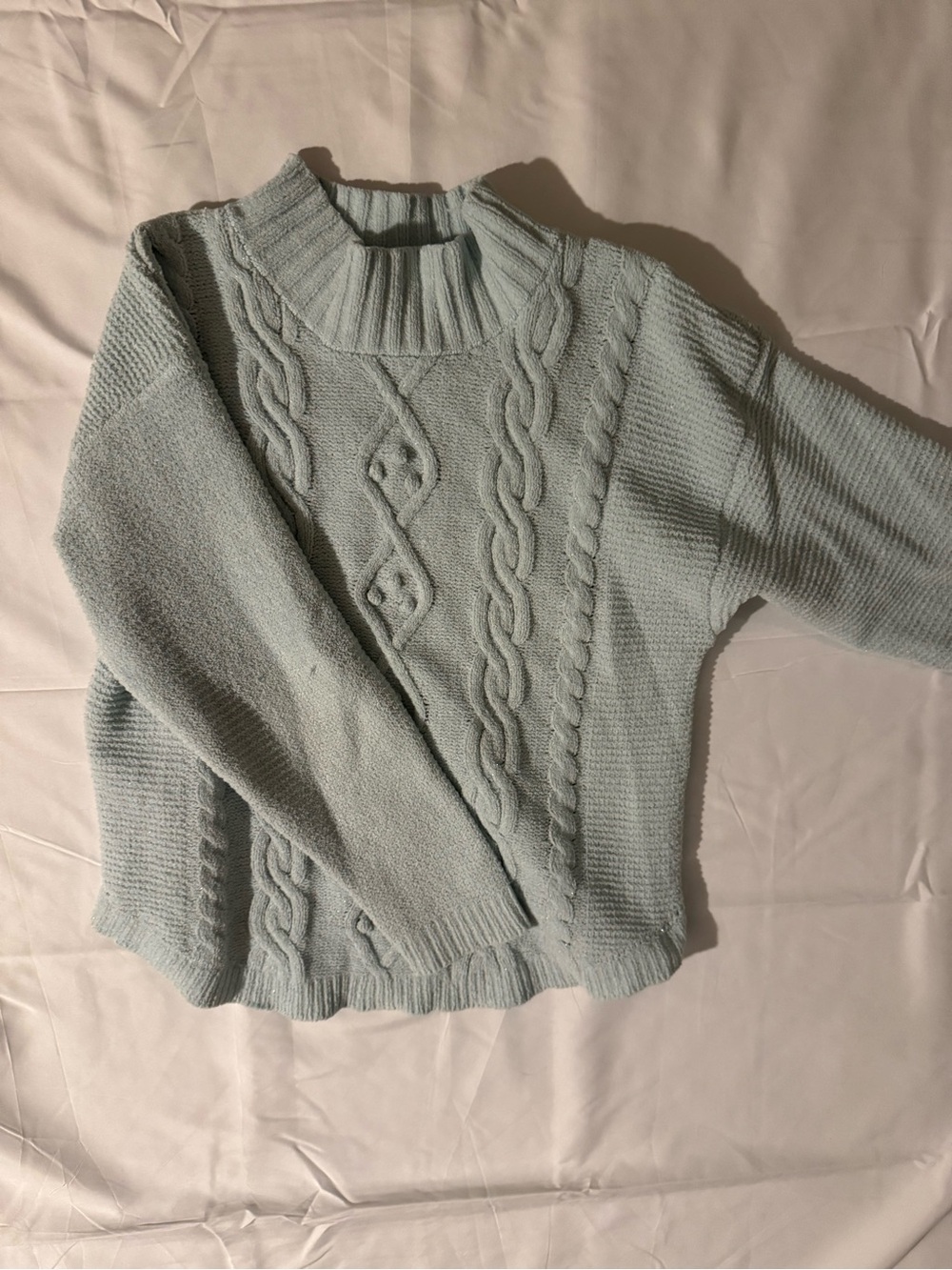 Cat & Jack Light Blue Cable Turtleneck Sweater